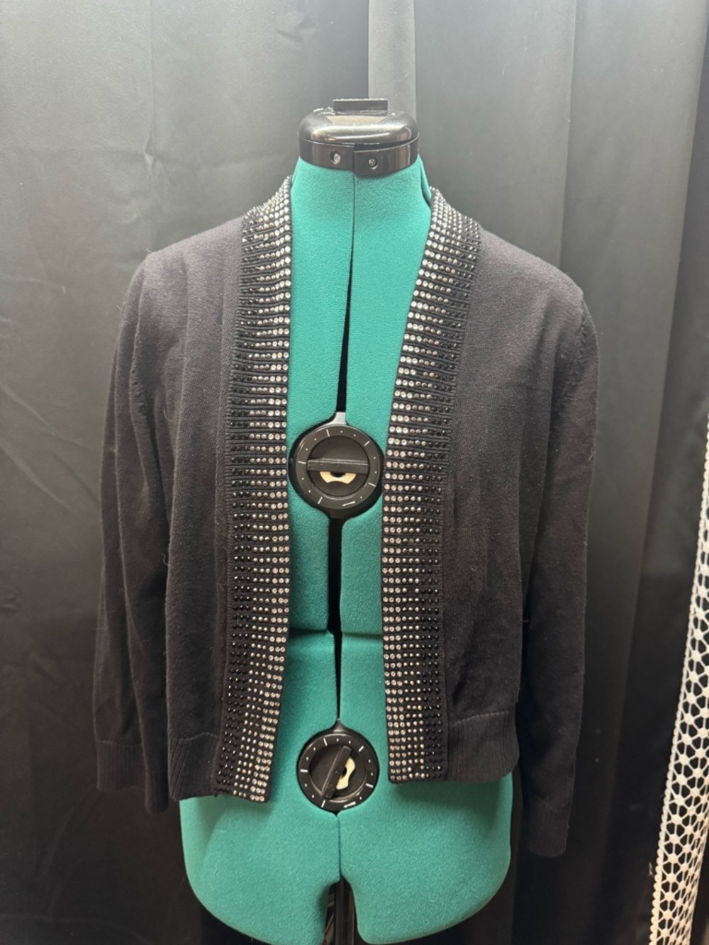 Calvin Klein Black Knit cardigan with beaded detail